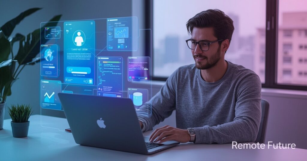 AI building full-stack applications from natural language prompts on a modern laptop