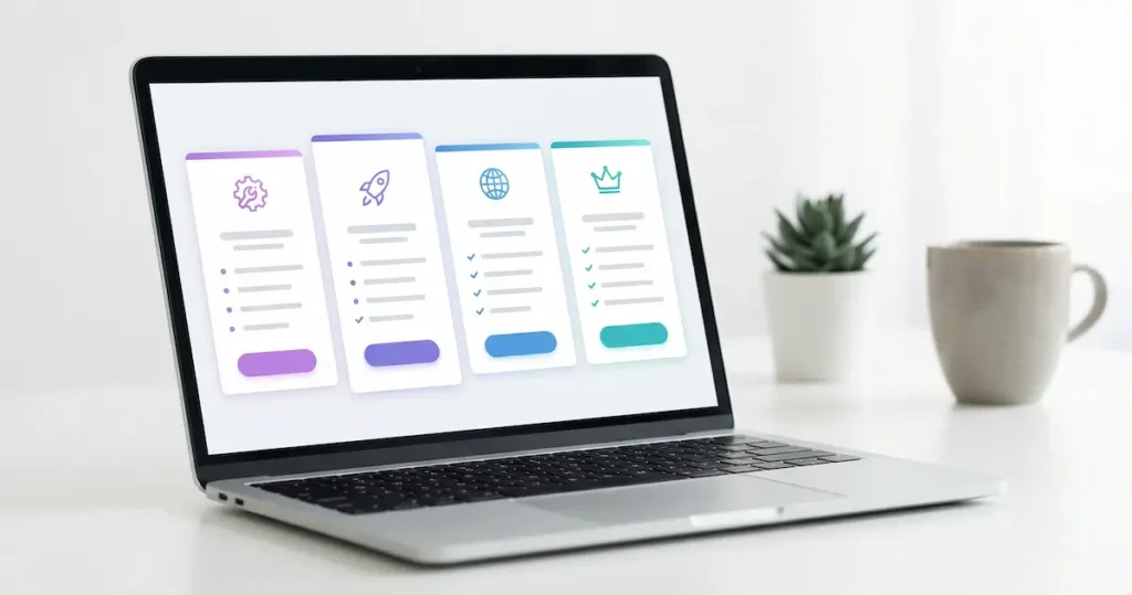 HeyGen AI Review: four pricing plan tiers displayed on a laptop screen