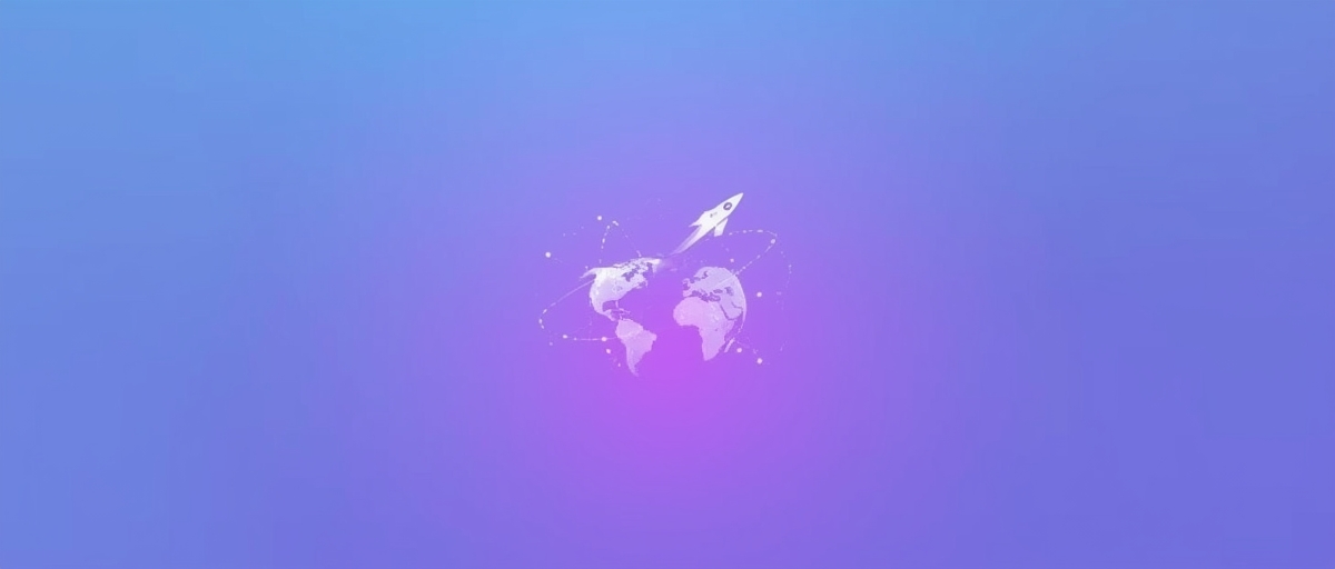 Abstract blue-purple gradient background with rocket and glowing Earth, symbolizing Remote Future’s global remote-work vision.