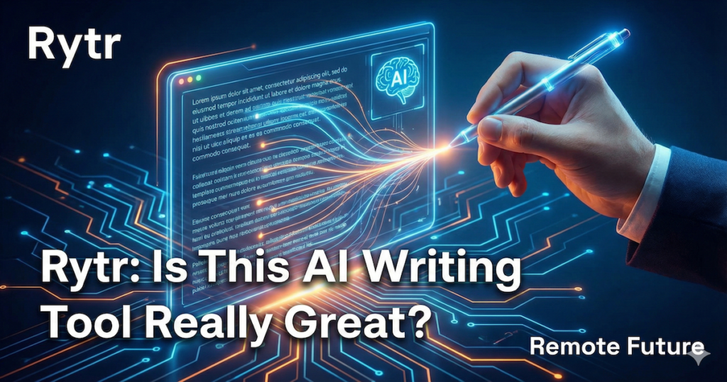 Rytr AI writing tool dashboard showing content generation features for creators.