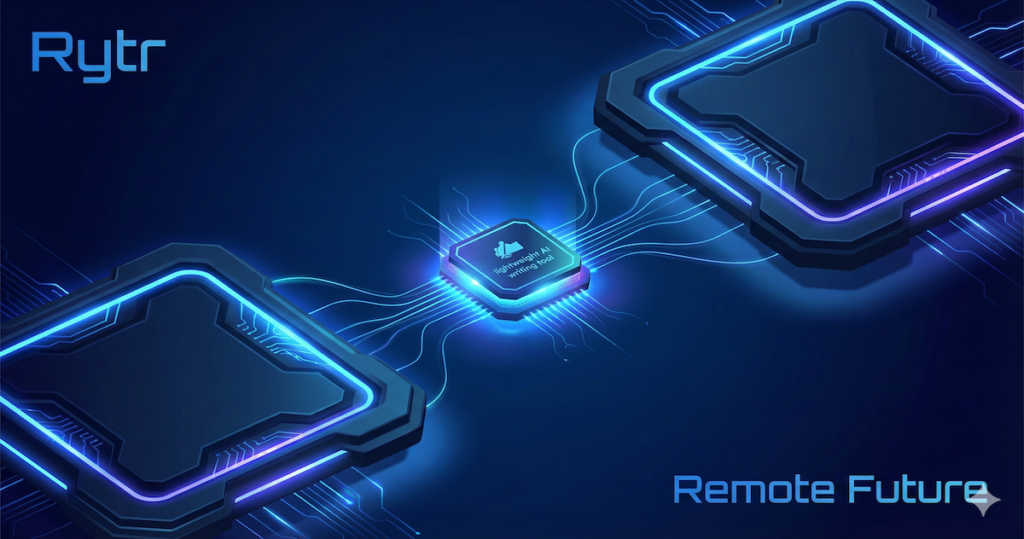 Illustration comparing Rytr as a lightweight AI writing tool against larger AI content platforms.