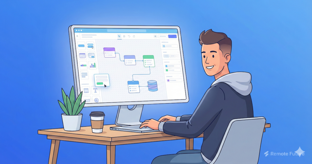 Bubble no-code platform interface showing visual website and app builder dashboard