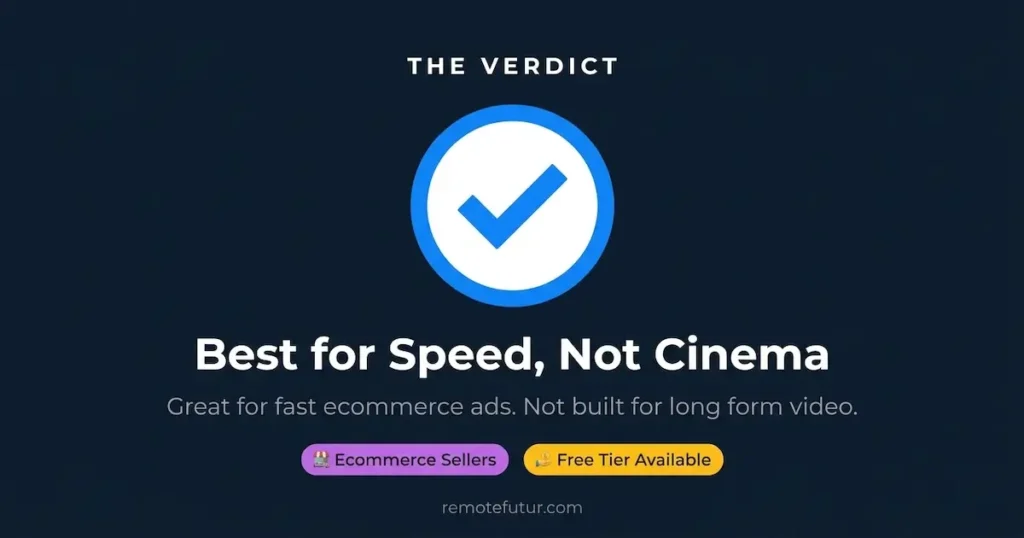 Final verdict on the Pippit AI video generator, best for speed not cinematic video